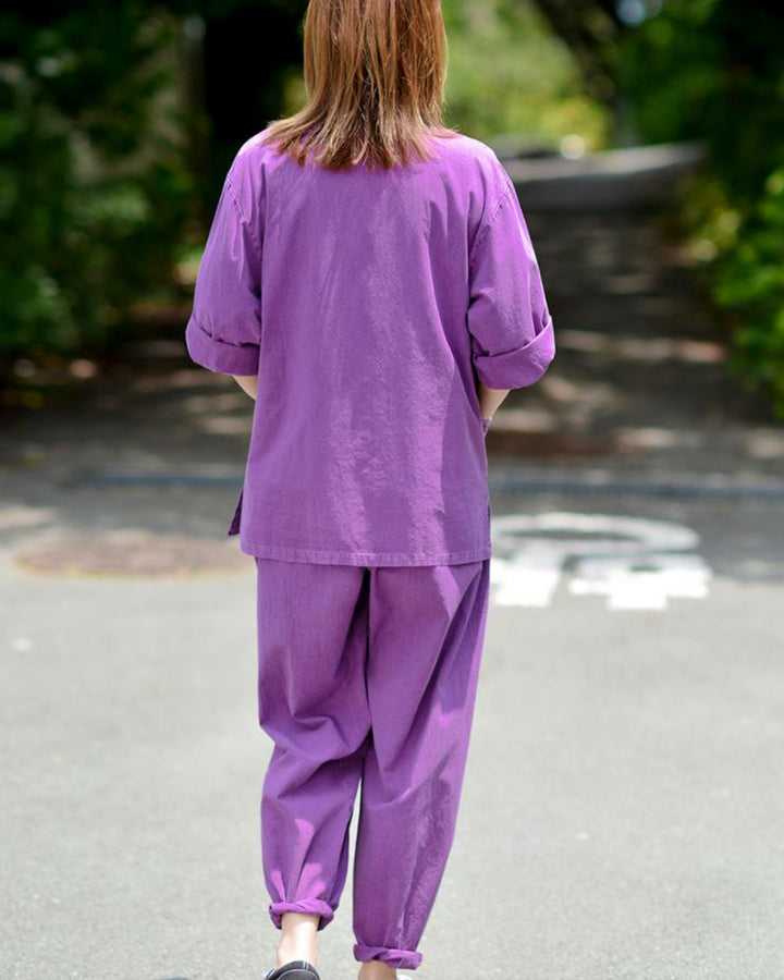 Korean Hanbok Washed Cotton Common Use Man Woman Casual Daily Clothing 3/4 Sleeve BTS 10097 Purple