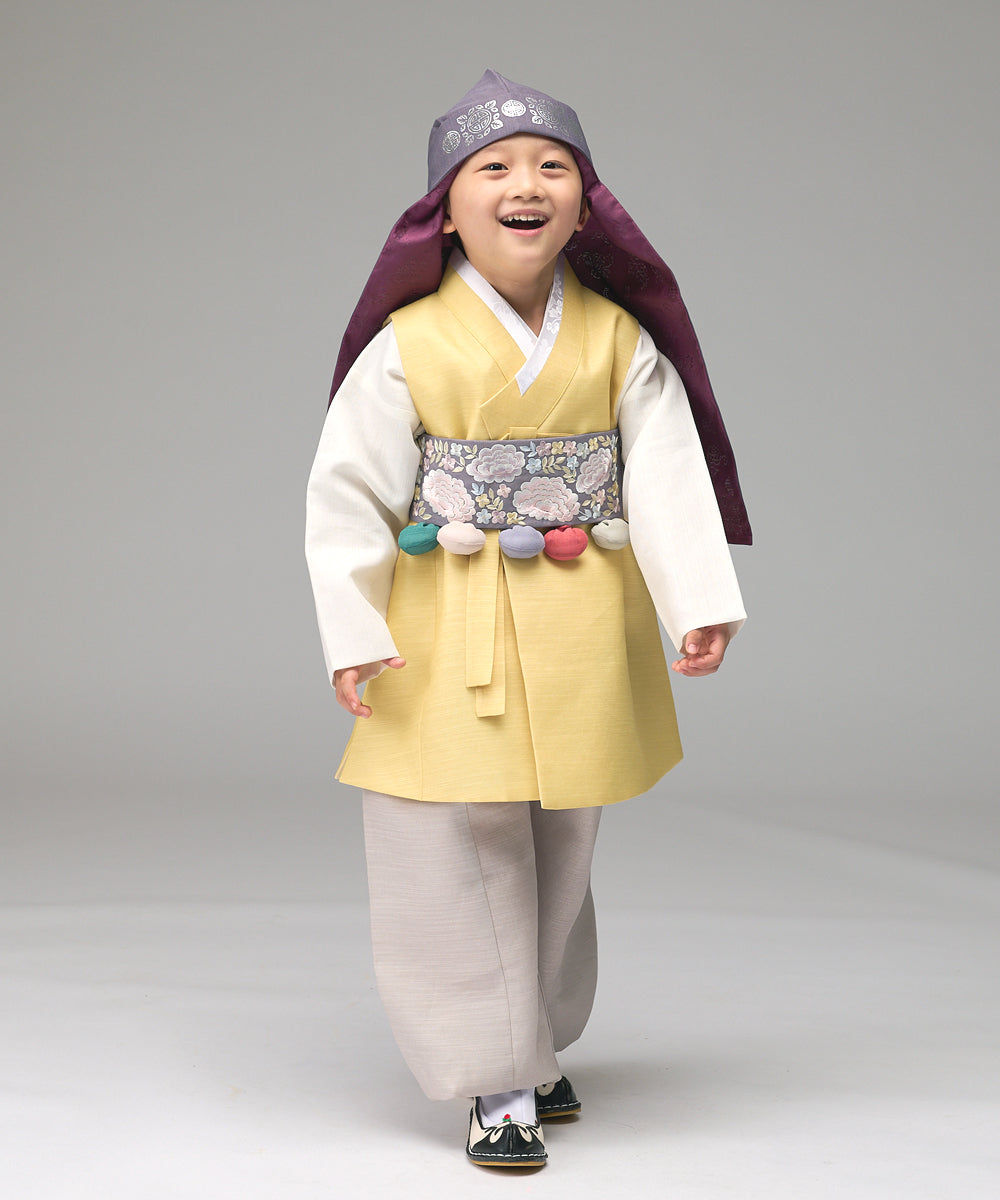 Korean Traditional Boy Baby Hanbok Dol Baikil Party Celebration 100th Days 1-10 Years Yellow DDB123