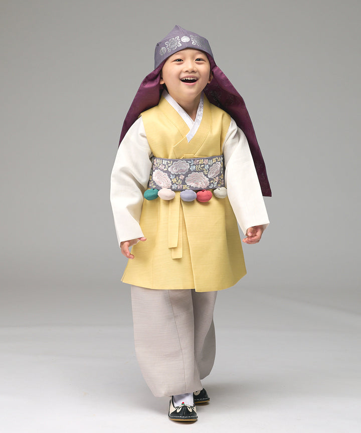 Korean Traditional Boy Baby Hanbok Dol Baikil Party Celebration 100th Days 1-10 Years Yellow DDB123
