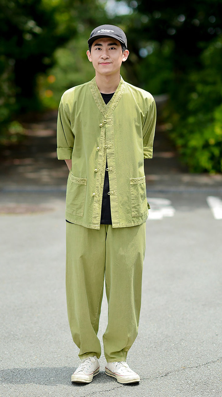 Korean Hanbok Washed Cotton Common Use Man Woman Casual Daily Clothing 3/4 Sleeve BTS 10097 Light Green