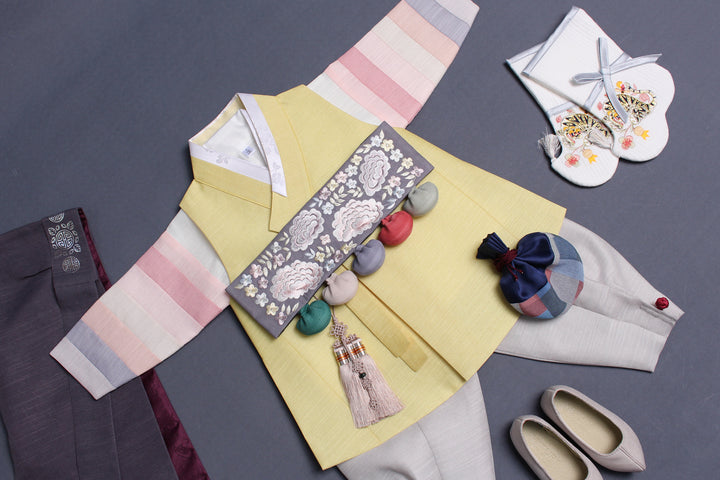 Korean Traditional Boy Baby Hanbok Dol Baikil Party Celebration 100th Days 1-10 Years Yellow DDB122