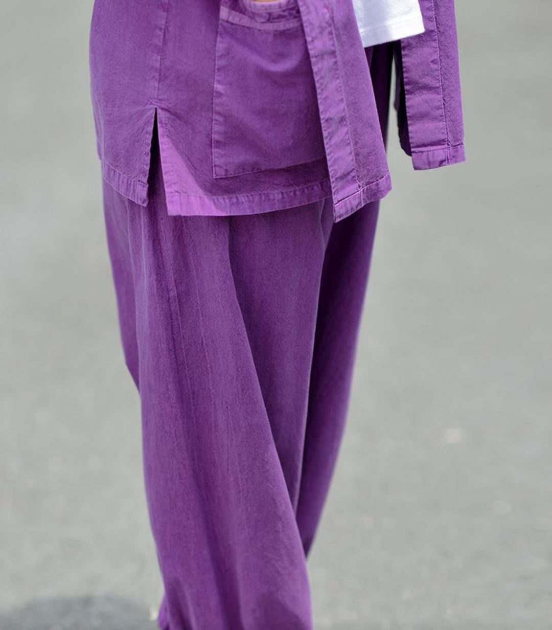 Korean Hanbok Washed Cotton Common Use Man Woman Casual Daily Clothing 3/4 Sleeve BTS 10097 Purple