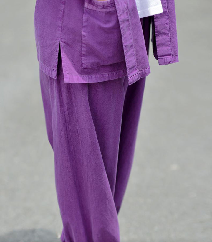 Korean Hanbok Washed Cotton Common Use Man Woman Casual Daily Clothing 3/4 Sleeve BTS 10097 Purple