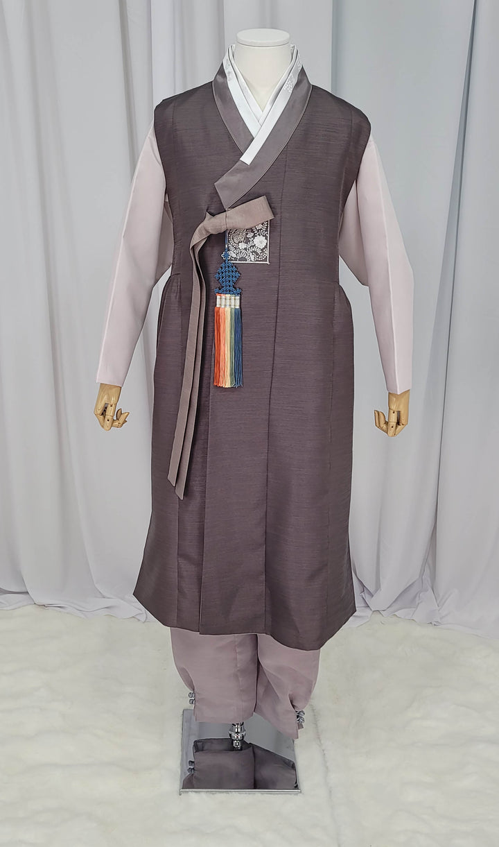 Korean Traditional Man Male Personal Custom Hanbok&nbsp; Brown Embroidery Patch Design Wedding Party Ceremony OSM144