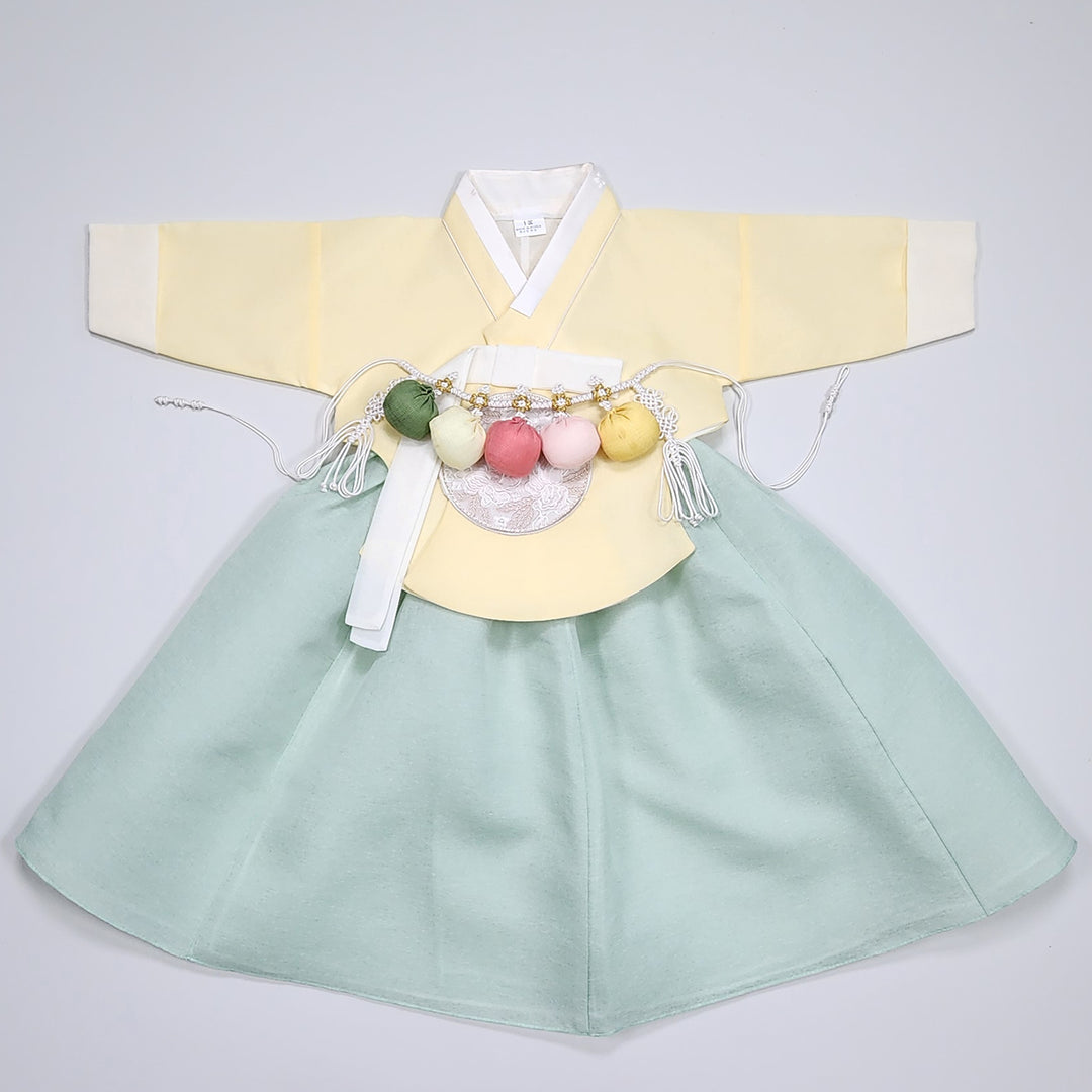 Hanbok Girl Baby Korea Traditional Clothing Set First Birthday Celebration Party 100th Birth Celebration 1–15 years Yellow HG356