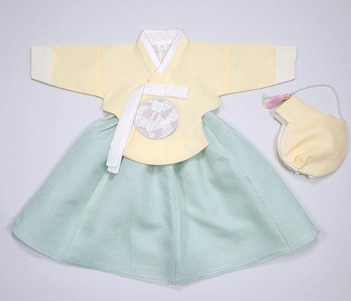 Hanbok Girl Baby Korea Traditional Clothing Set First Birthday Celebration Party 100th Birth Celebration 1–15 years Yellow HG356