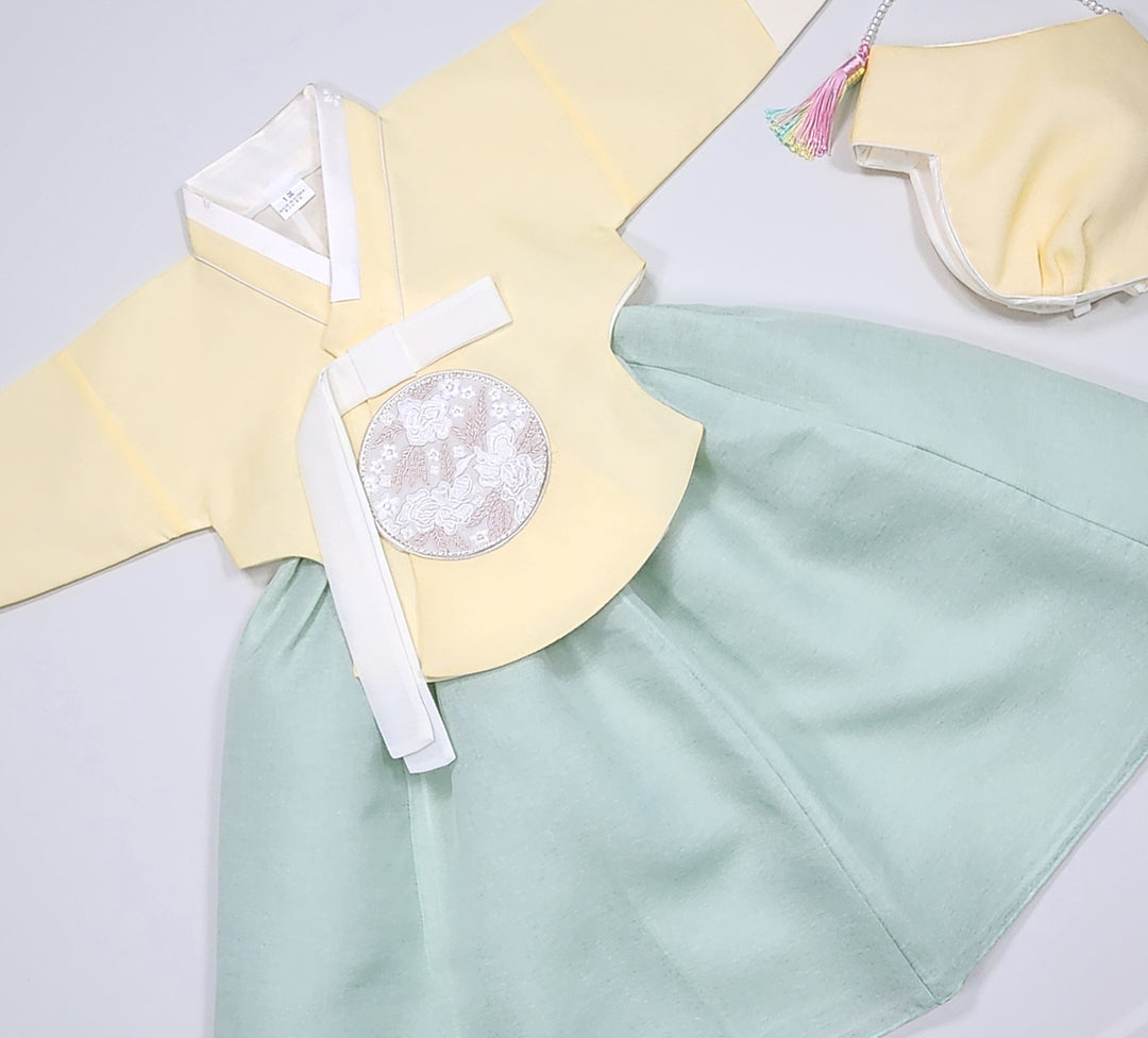 Hanbok Girl Baby Korea Traditional Clothing Set First Birthday Celebration Party 100th Birth Celebration 1–15 years Yellow HG356