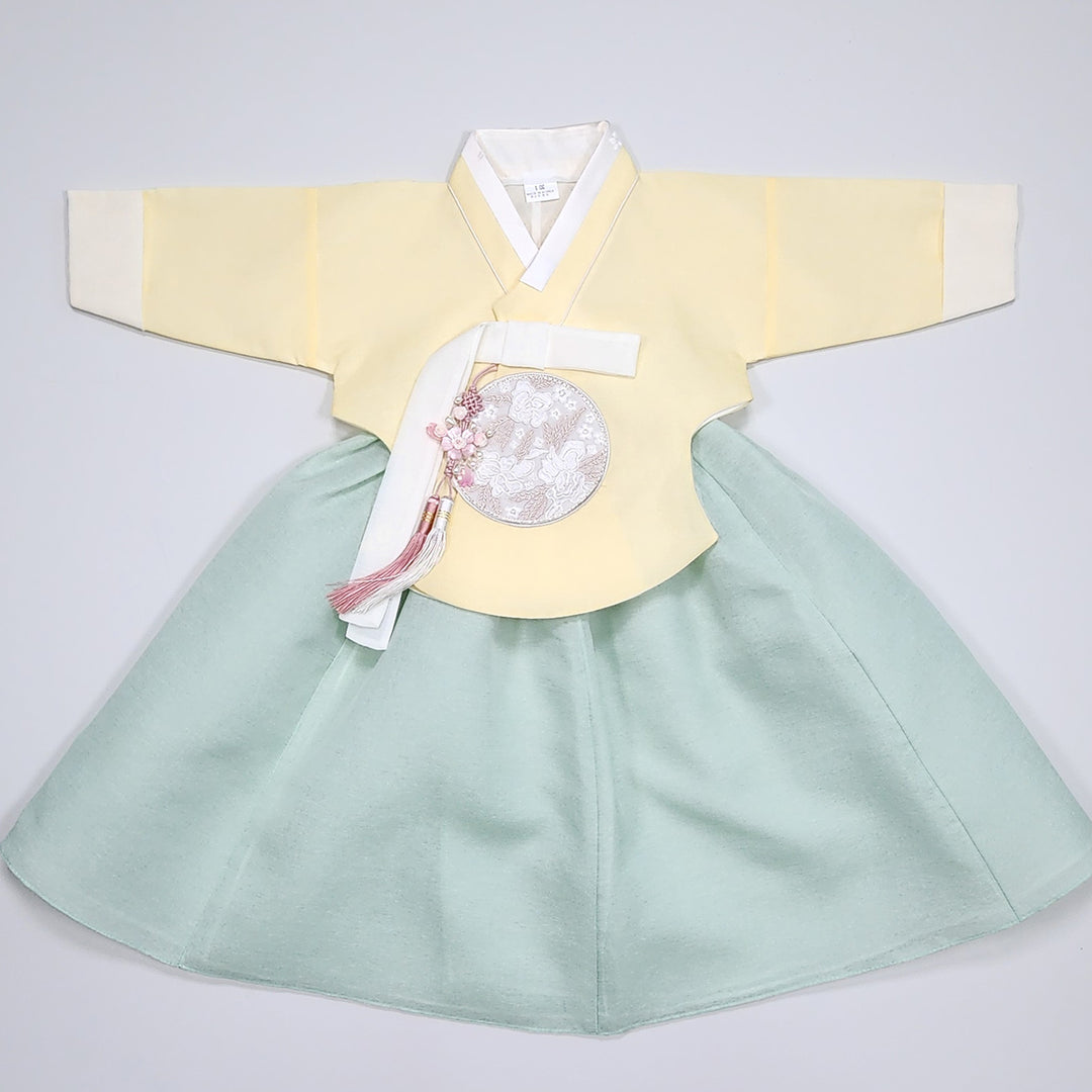 Hanbok Girl Baby Korea Traditional Clothing Set First Birthday Celebration Party 100th Birth Celebration 1–15 years Yellow HG356
