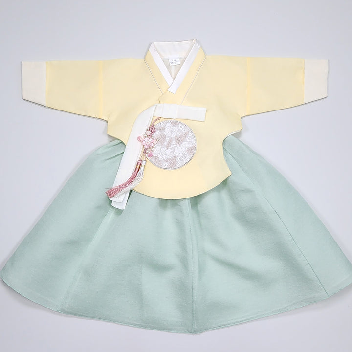 Hanbok Girl Baby Korea Traditional Clothing Set First Birthday Celebration Party 100th Birth Celebration 1–15 years Yellow HG356