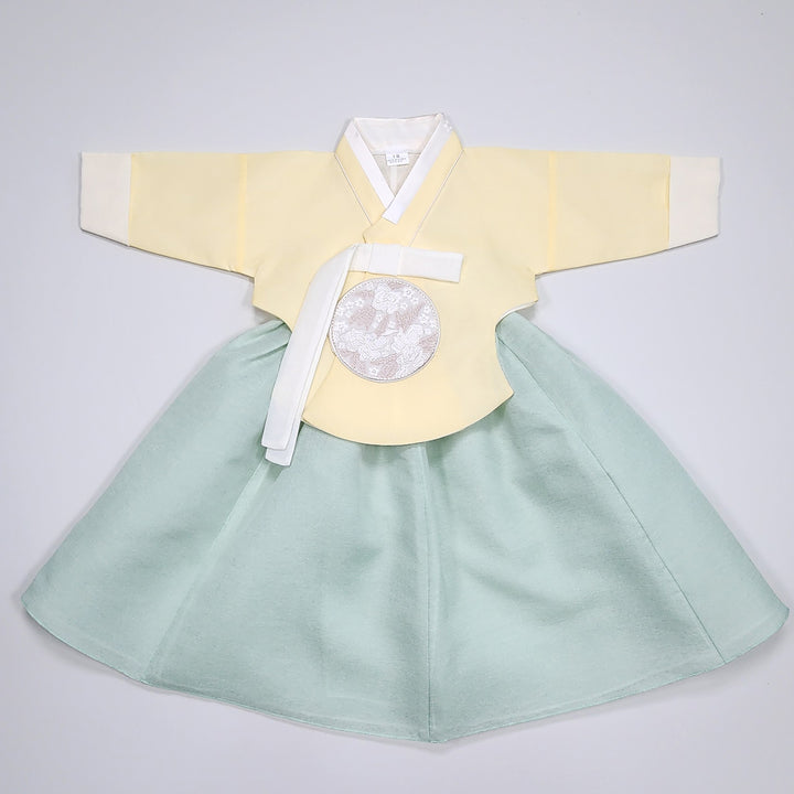 Hanbok Girl Baby Korea Traditional Clothing Set First Birthday Celebration Party 100th Birth Celebration 1–15 years Yellow HG356