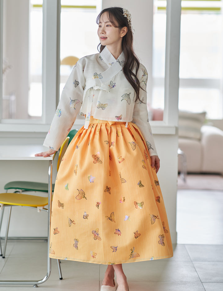 Korean Modern Daily Hanbok Casual Modernized Party Celebration Top Jeogori Butterfly Print SSN103
