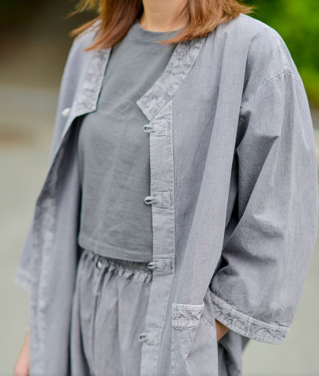 Korean Hanbok Washed Cotton Common Use Man Woman Casual Daily Clothing 3/4 Sleeve BTS 10097 Gray