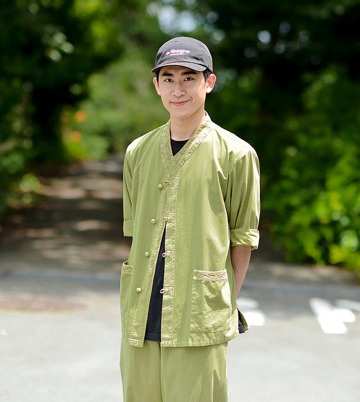 Korean Hanbok Washed Cotton Common Use Man Woman Casual Daily Clothing 3/4 Sleeve BTS 10097 Light Green