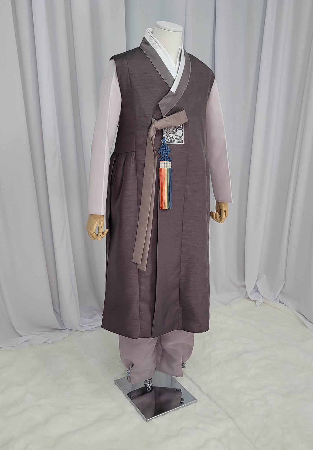 Korean Traditional Man Male Personal Custom Hanbok&nbsp; Brown Embroidery Patch Design Wedding Party Ceremony OSM144