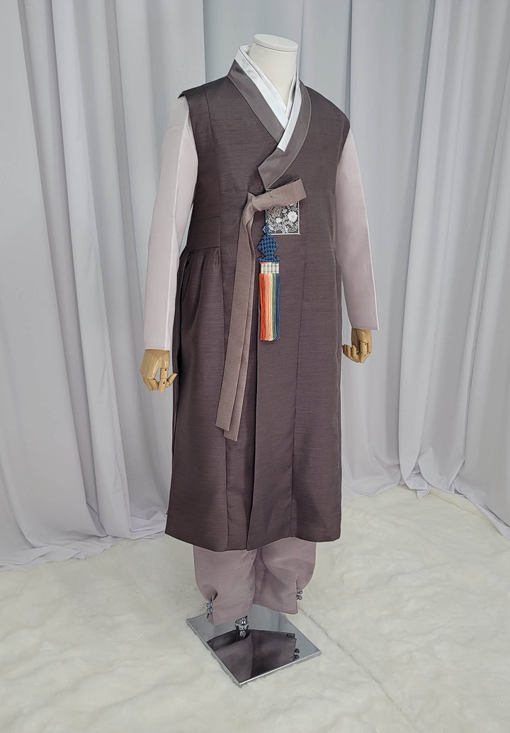 Korean Traditional Man Male Personal Custom Hanbok&nbsp; Brown Embroidery Patch Design Wedding Party Ceremony OSM144