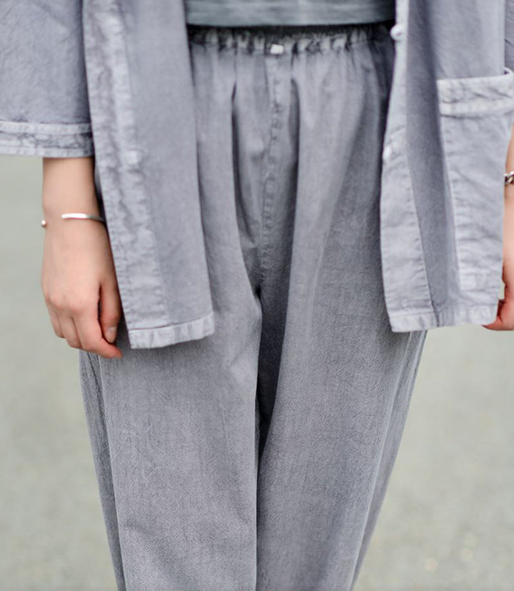 Korean Hanbok Washed Cotton Common Use Man Woman Casual Daily Clothing 3/4 Sleeve BTS 10097 Gray