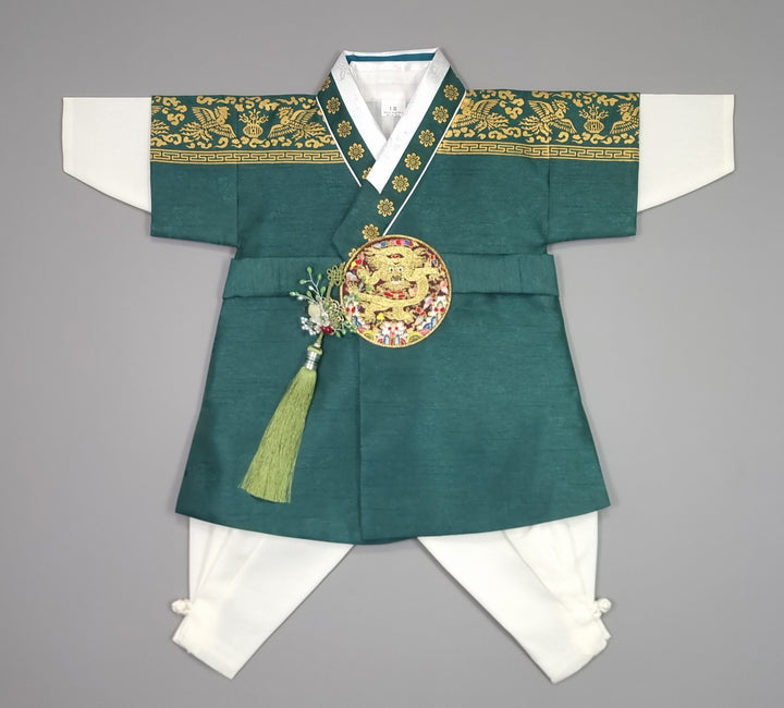 Korean Traditional Boy Baby Hanbok Dol Baikil Party Celebration 100th Days 1-8 Ages Green HGB119