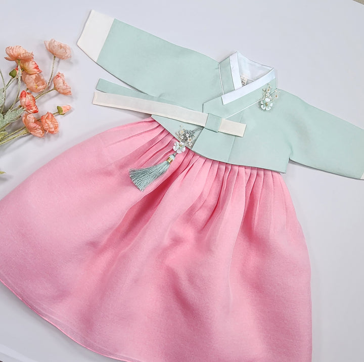 Korean Traditional Baby Girl Hanbok Clothing 1 Age Dol Party Celebration pastel 1–15 Ages OS174