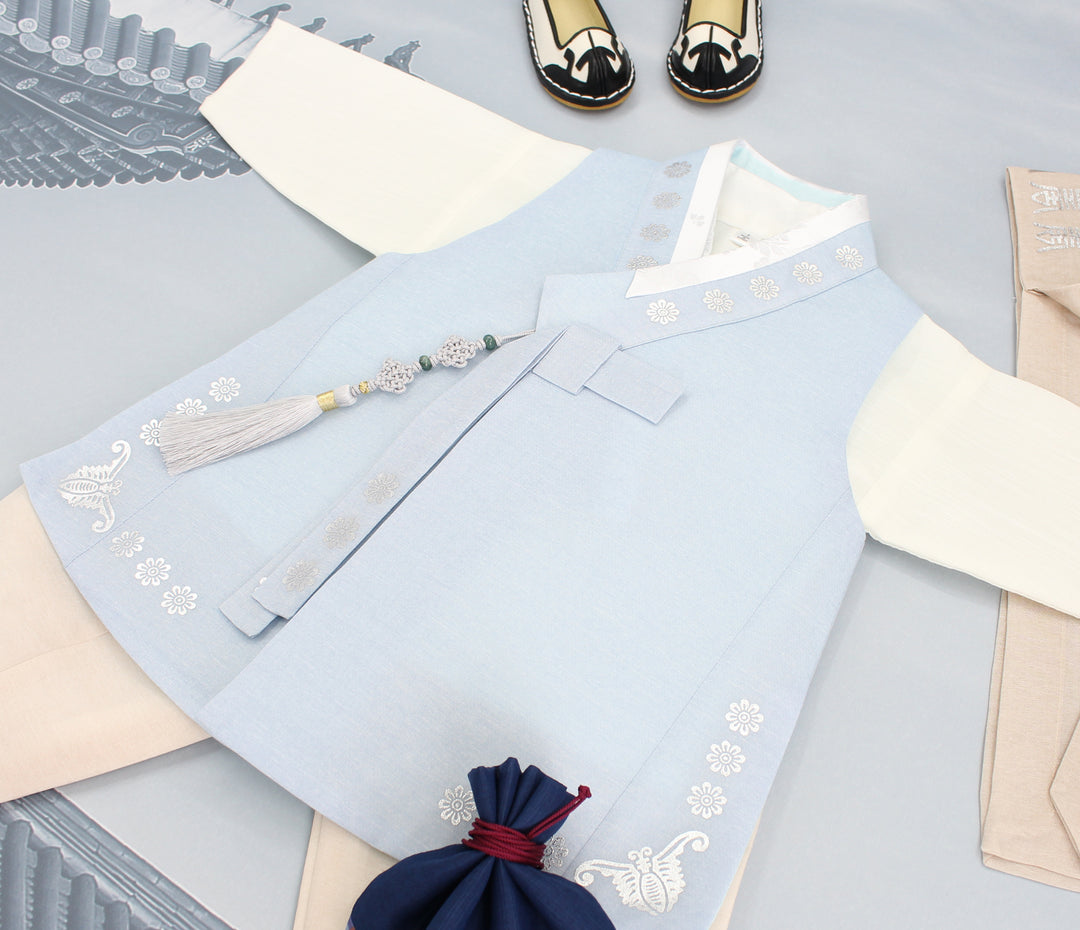 Korean Traditional Boy Baby Hanbok Dol Baikil Party Celebration 100th Days 1st Birthday 1–10 Years Light Blue DDB130