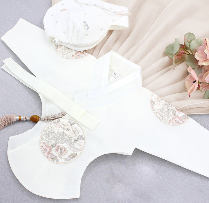 Hanbok Girl Baby Korea Traditional Clothing Set First Birthday Celebration Party Celebration 1–8 years Ivory Beige DGH101