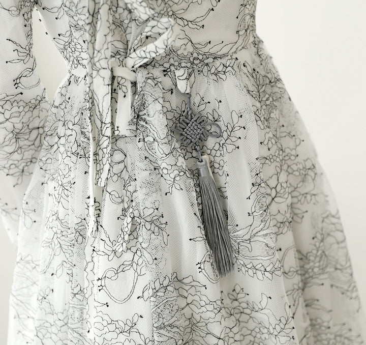 Korean Modern Hanbok White Dress Fancy Casual Daily Clothing Fusion Hanbok CHD103