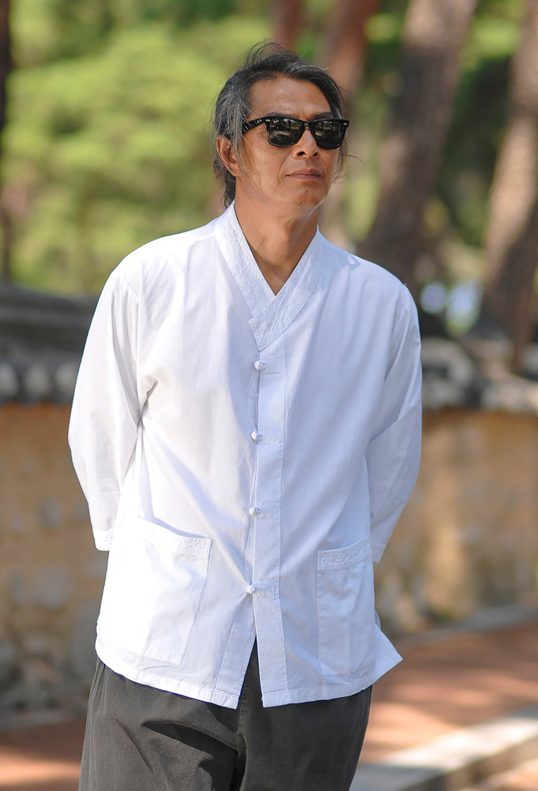 Korean Hanbok Washed Cotton Common Use Man Woman Casual Daily Clothing 3/4 Sleeve BTS 10097 White