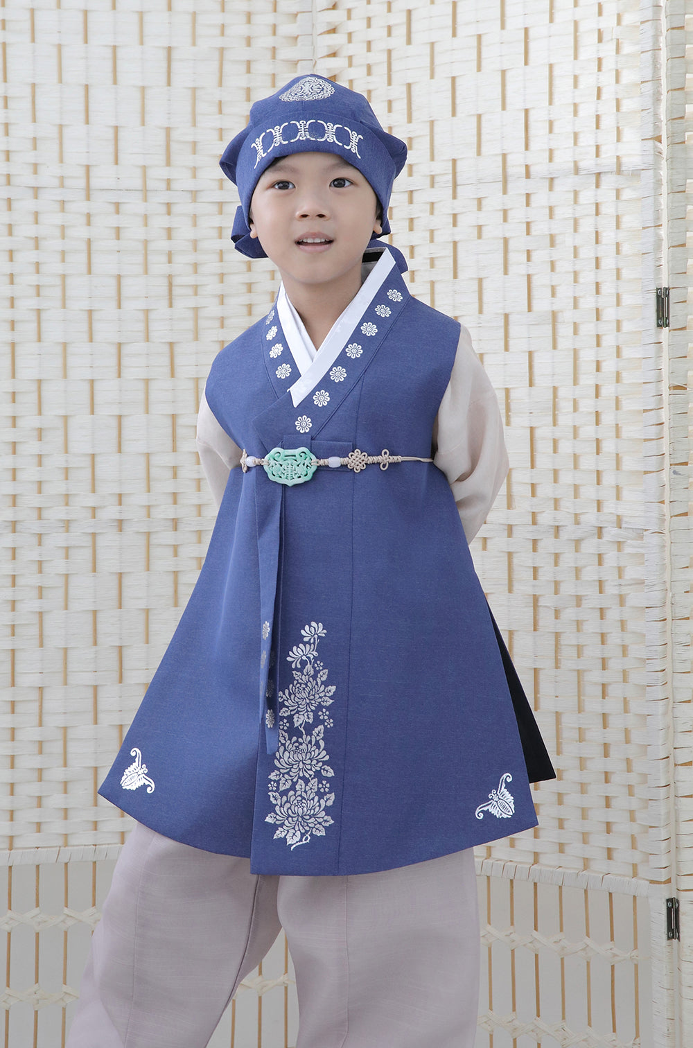 Korean Traditional Boy Baby Hanbok Dol Baikil Party Celebration 100th-10 Years Vivid Blue DDB114