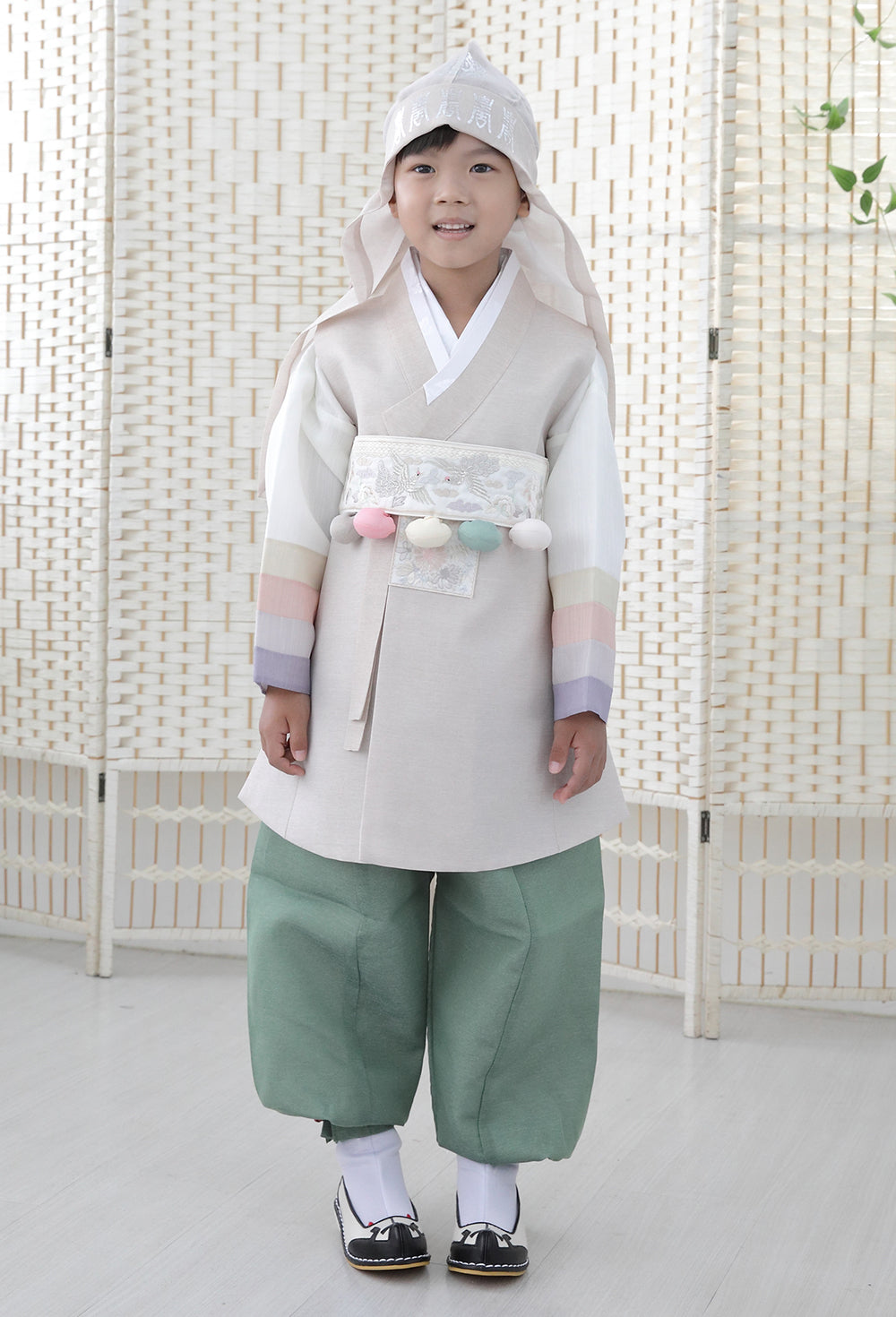 Korean Traditional Boy Baby Hanbok Dol Baikil Party Celebration 100th Days 1-10 Years Beige Khaki DDB117