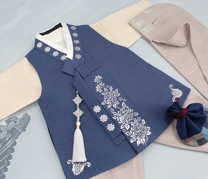 Korean Traditional Boy Baby Hanbok Dol Baikil Party Celebration 100th-10 Years Vivid Blue DDB114