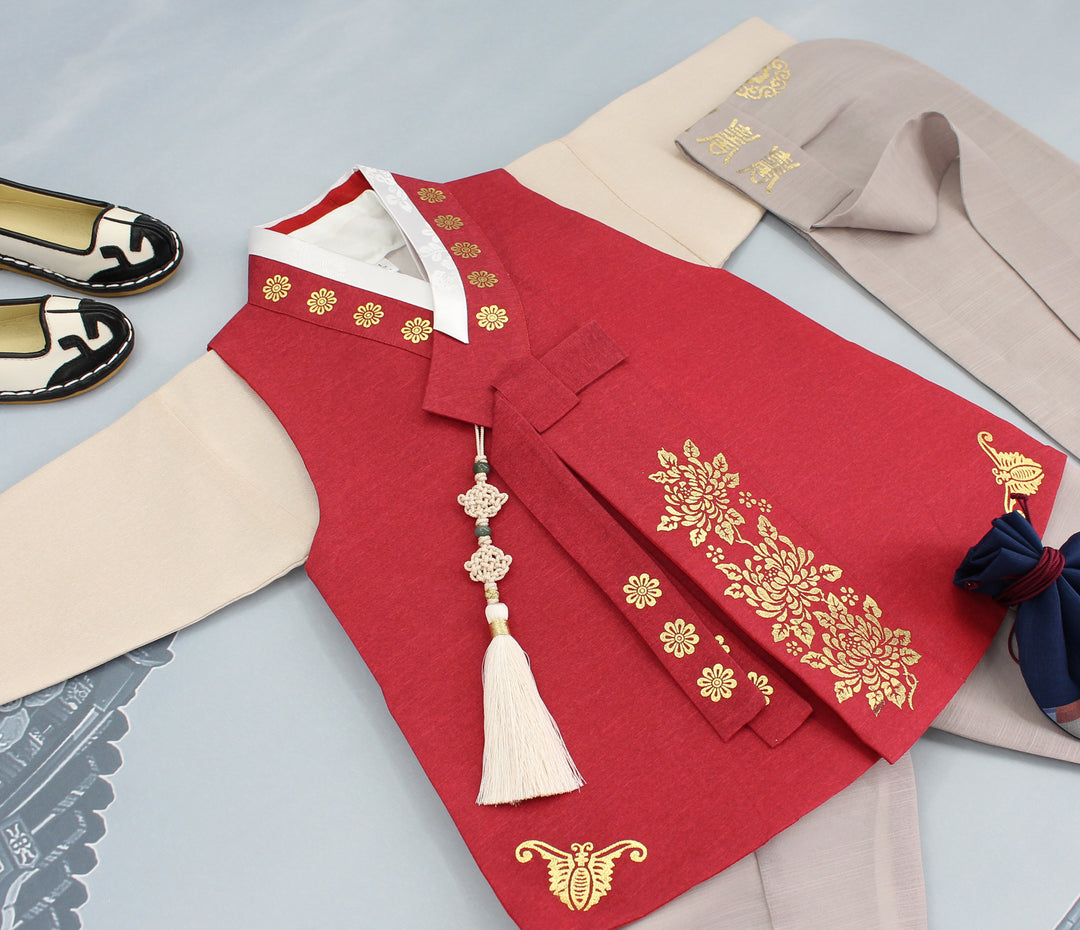 Korean Traditional Boy Baby Hanbok Dol Baikil Party Celebration 100th Days 1st Birthday 1–10 Years Vivid Red DDB113