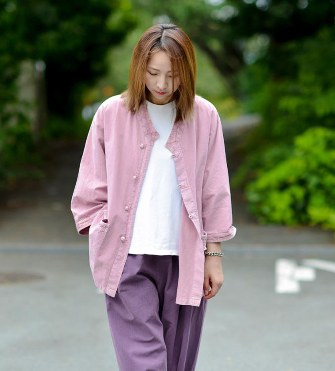 Korean Hanbok Washed Cotton Common Use Man Woman Casual Daily Clothing 3/4 Sleeve BTS 10097 Lilac