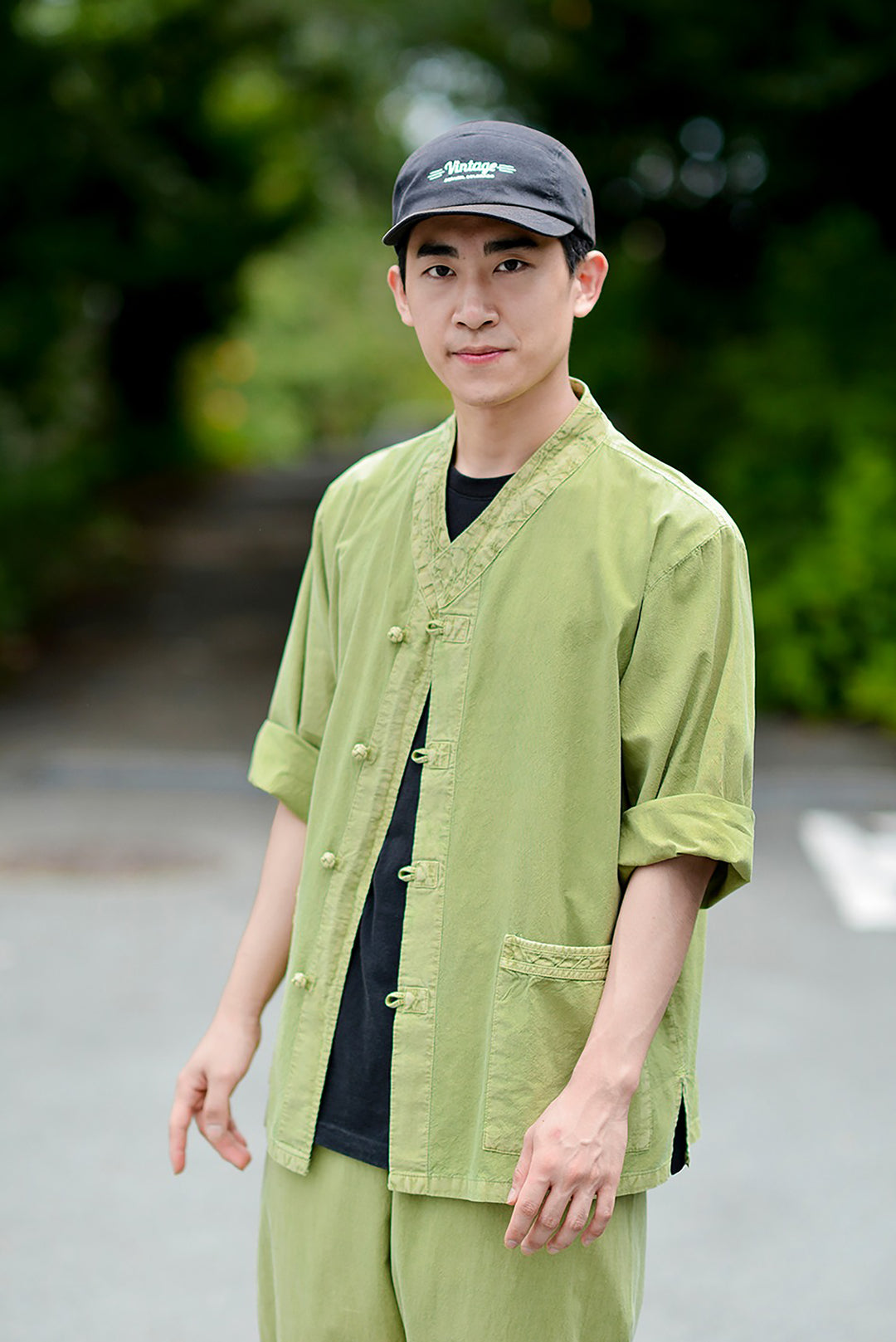 Korean Hanbok Washed Cotton Common Use Man Woman Casual Daily Clothing 3/4 Sleeve BTS 10097 Light Green