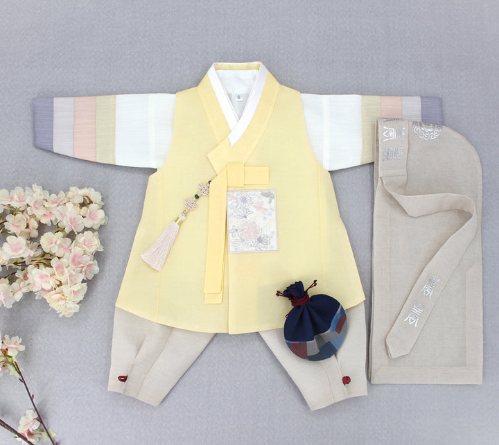 Korean Traditional Boy Baby Hanbok Dol Baikil Party Celebration 100th-10 Years Yellow DDB115