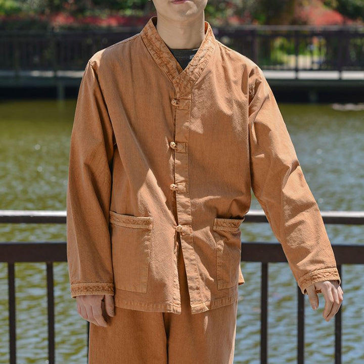 Korean Hanbok Washed Cotton Common Use Man Woman Casual Daily Clothing BTS Long Sleeve Mud 10042