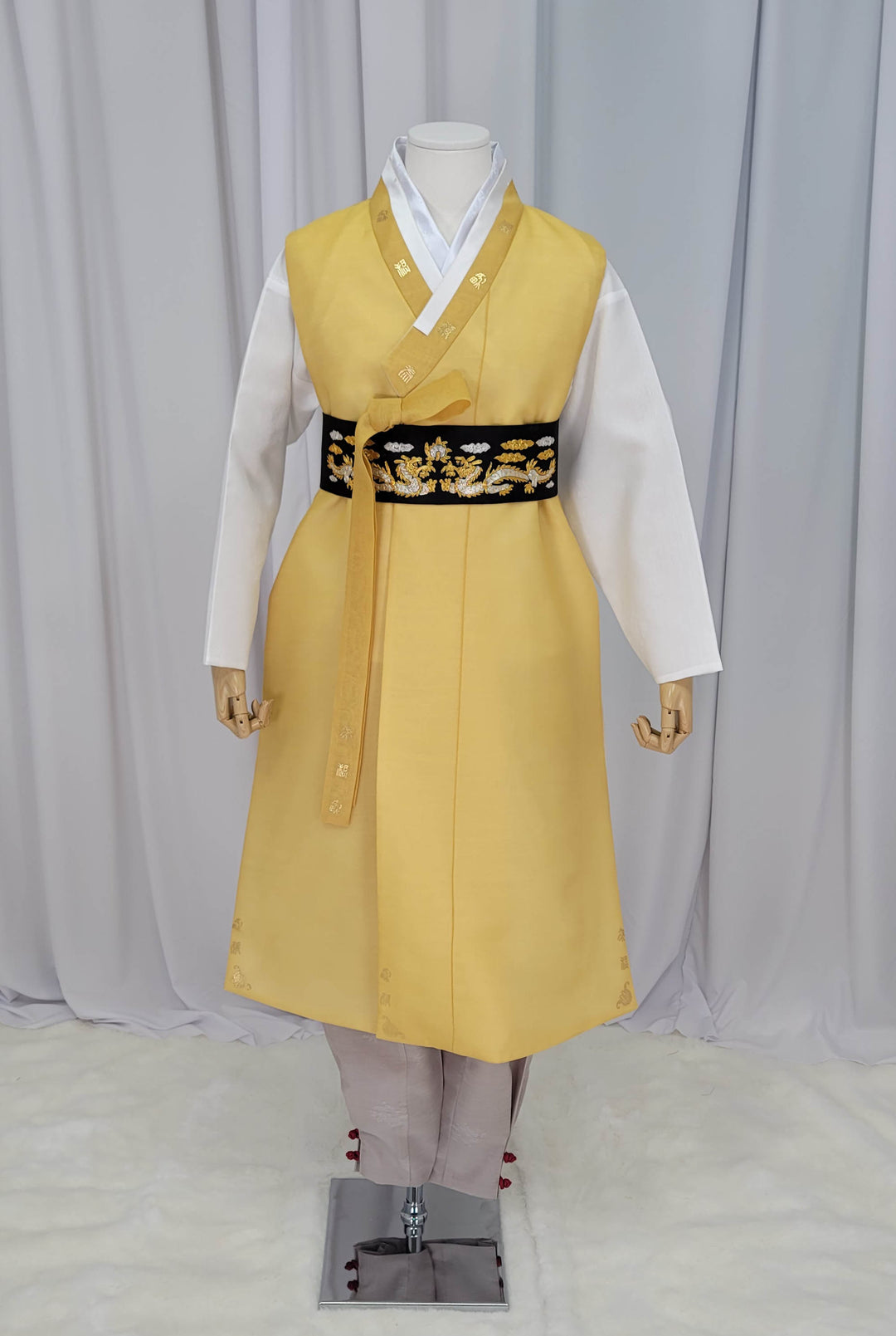 Korean Traditional Man Male Personal Custom Hanbok&nbsp; Yellow Print Design Wedding Party Ceremony OSM145