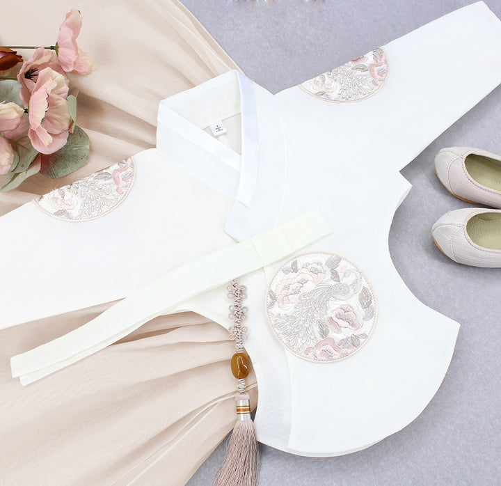 Hanbok Girl Baby Korea Traditional Clothing Set First Birthday Celebration Party Celebration 1–8 years Ivory Beige DGH101