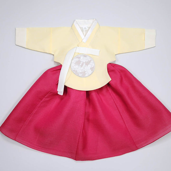Hanbok Girl Baby Korea Traditional Clothing Set First Birthday Celebration Party 100th Birth Celebration 1–15 years Yellow HG358