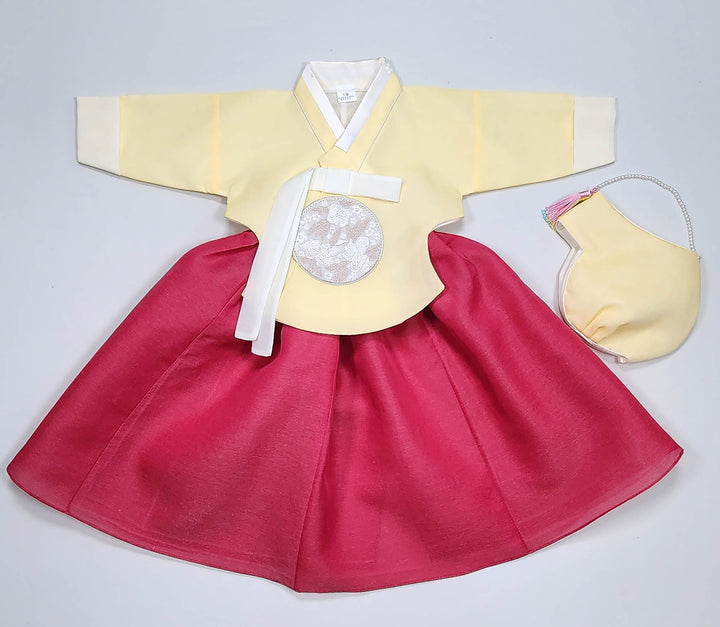 Hanbok Girl Baby Korea Traditional Clothing Set First Birthday Celebration Party 100th Birth Celebration 1–15 years Yellow HG358