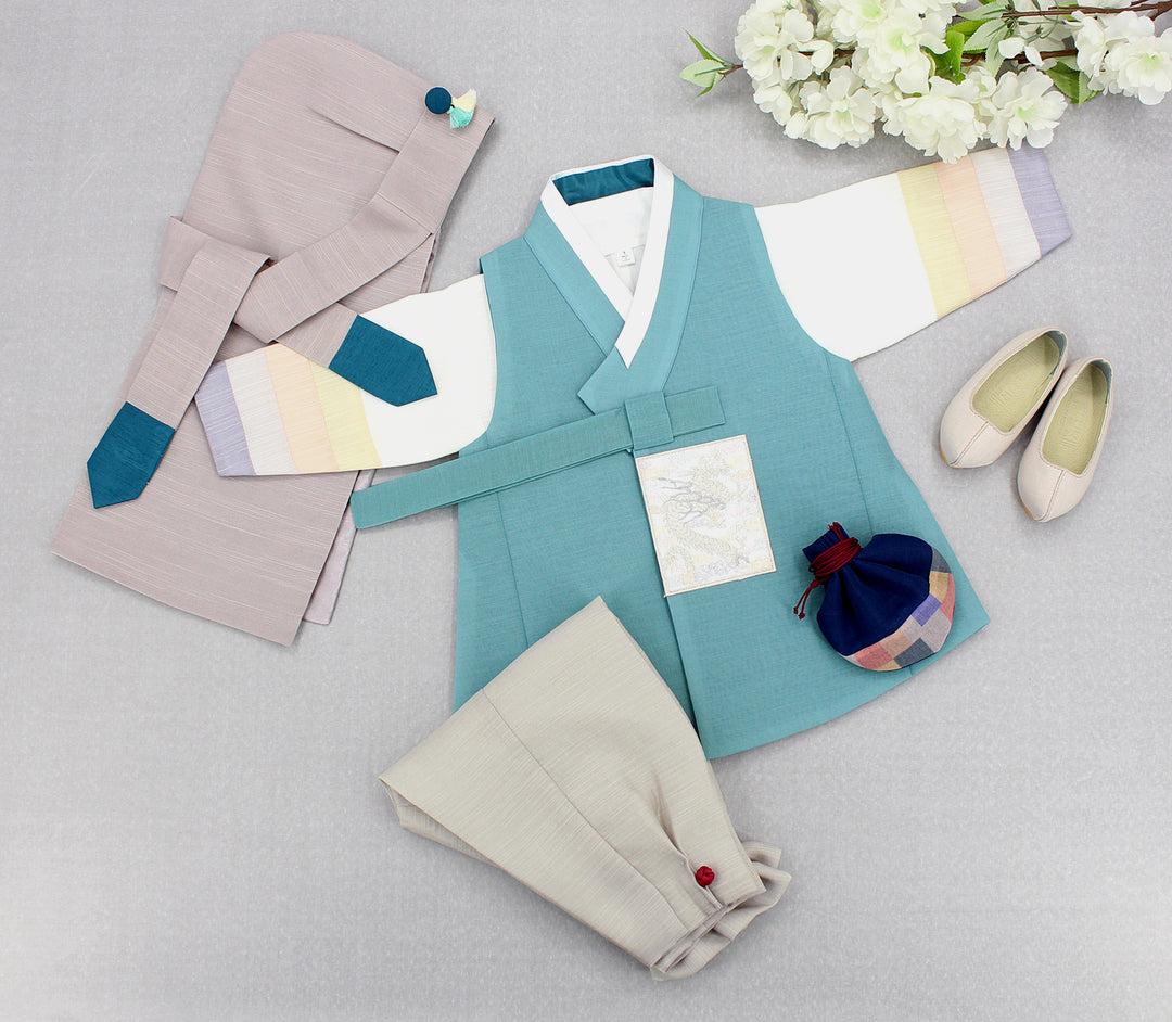 Korean Traditional Boy Baby Hanbok Dol Baikil Party Celebration 100th Days 1st Birthday 1–10 Years Light Green DDB128