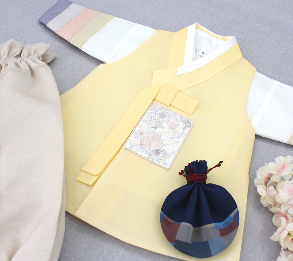 Korean Traditional Boy Baby Hanbok Dol Baikil Party Celebration 100th-10 Years Yellow DDB115