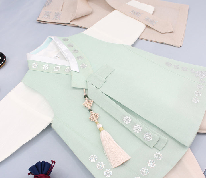 Korean Traditional Boy Baby Hanbok Dol Baikil Party Celebration 100th Days 1st Birthday 1–10 Years Bright Mint DDB129