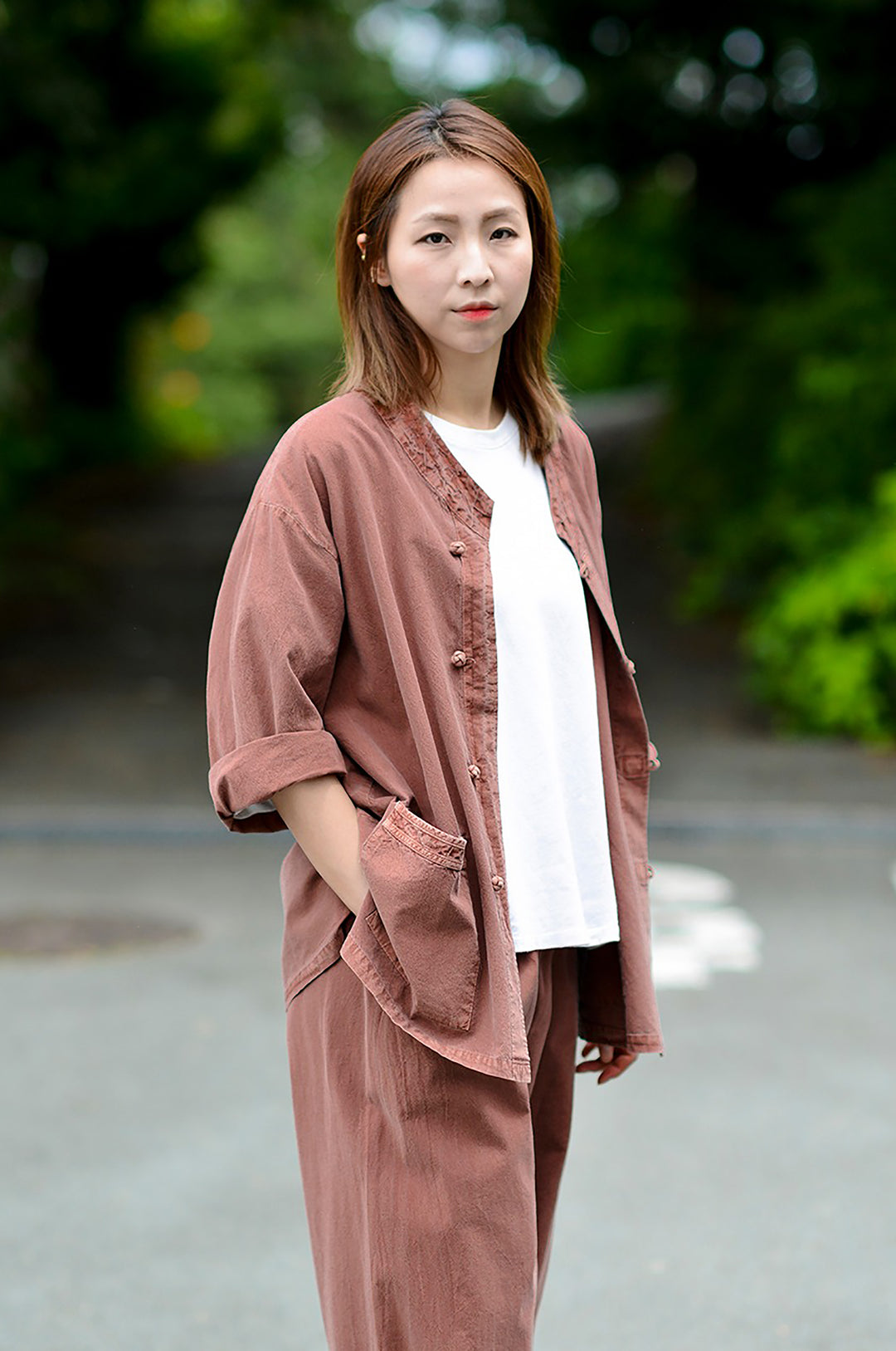 Korean Hanbok Washed Cotton Common Use Man Woman Casual Daily Clothing 3/4 Sleeve BTS 10097 Brown