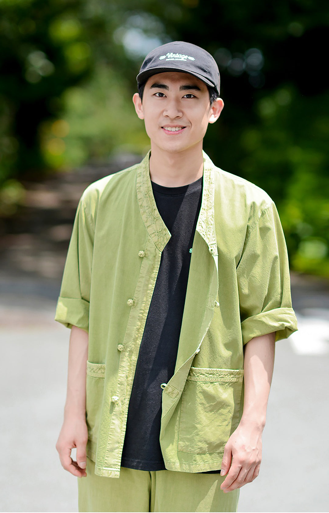 Korean Hanbok Washed Cotton Common Use Man Woman Casual Daily Clothing 3/4 Sleeve BTS 10097 Light Green