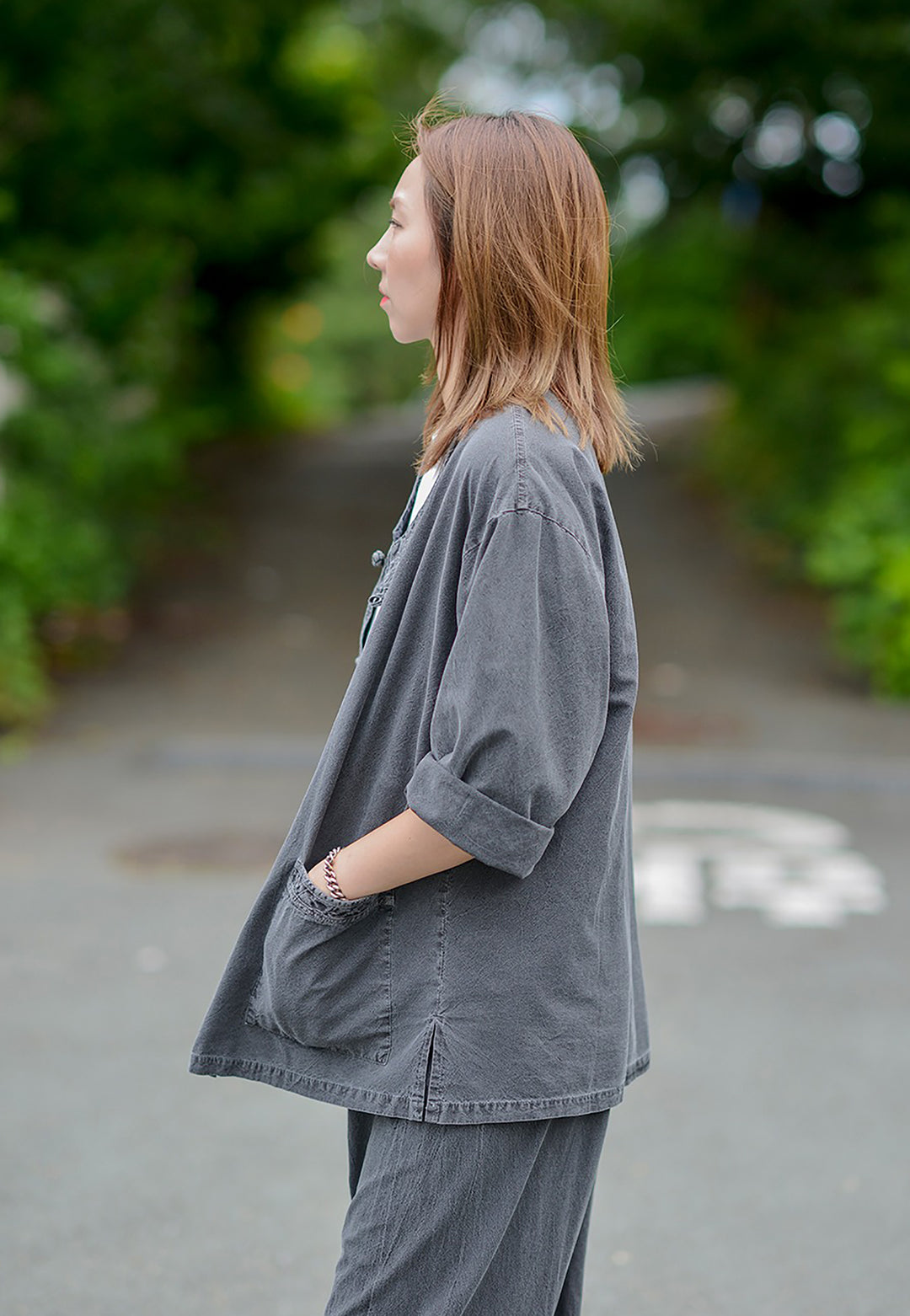 Korean Hanbok Washed Cotton Common Use Man Woman Casual Daily Clothing 3/4 Sleeve BTS 10097 Charcoal