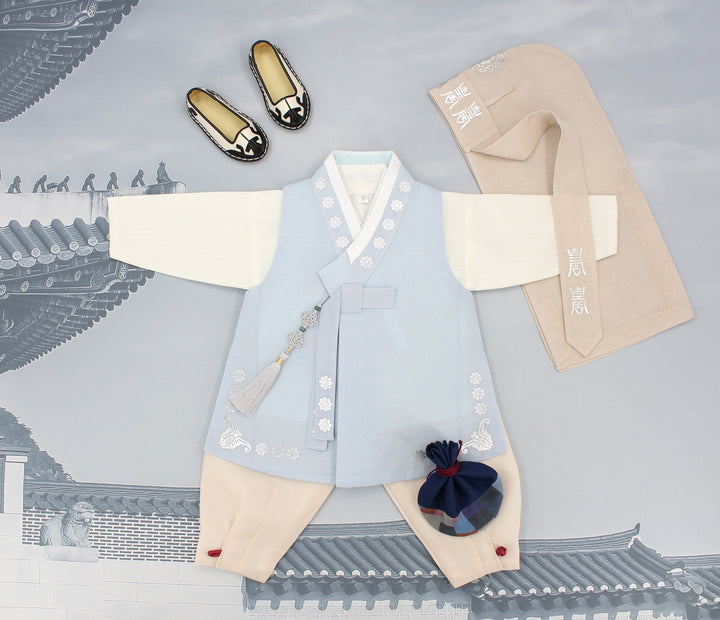 Korean Traditional Boy Baby Hanbok Dol Baikil Party Celebration 100th Days 1st Birthday 1–10 Years Light Blue DDB130