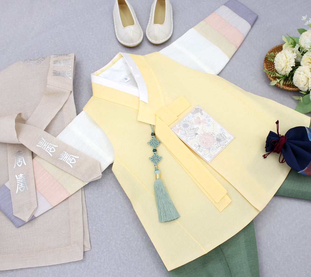 Korean Traditional Boy Baby Hanbok Dol Baikil Party Celebration 100th-10 Years Yellow DDB116