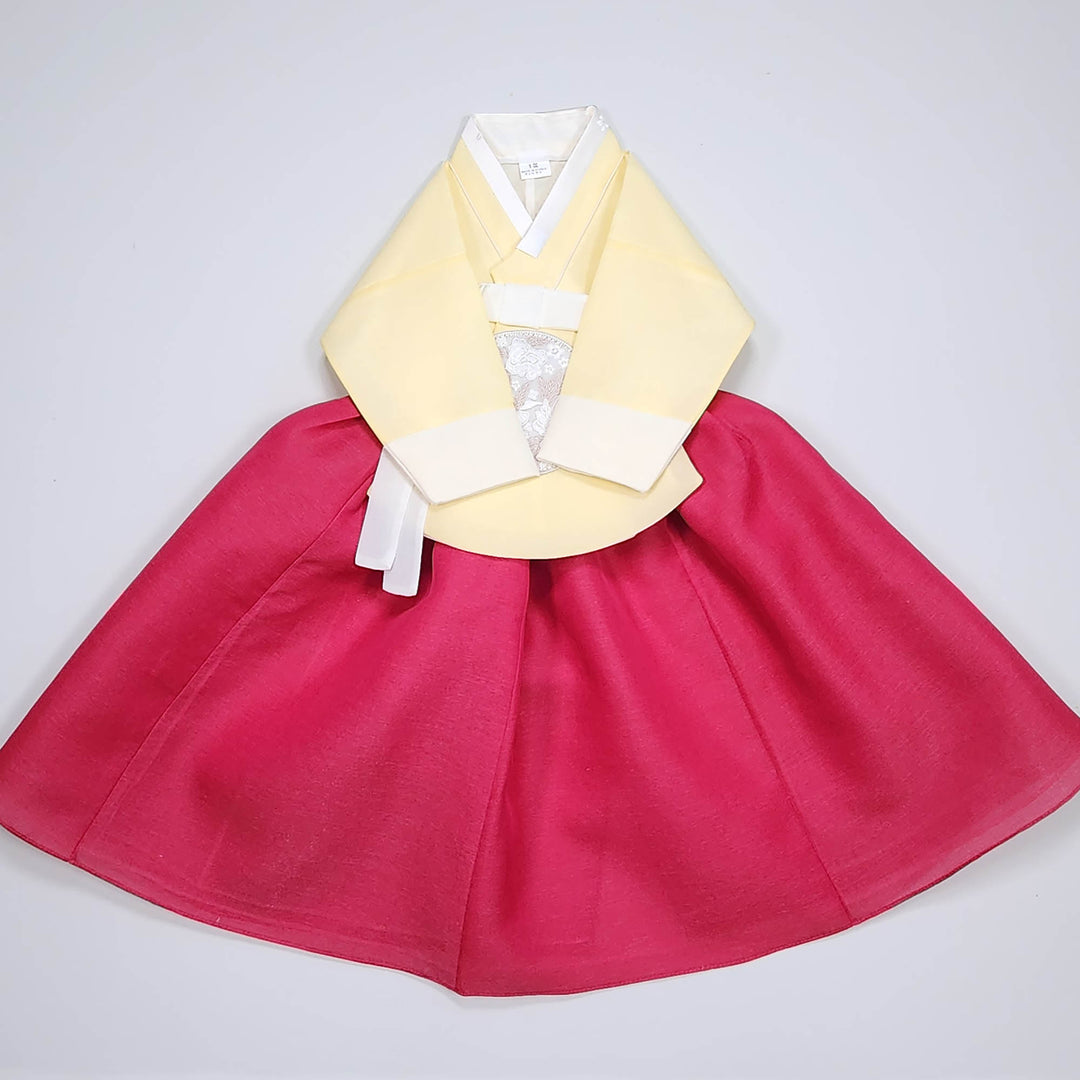 Hanbok Girl Baby Korea Traditional Clothing Set First Birthday Celebration Party 100th Birth Celebration 1–15 years Yellow HG358