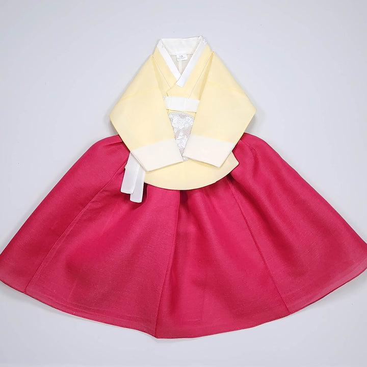 Hanbok Girl Baby Korea Traditional Clothing Set First Birthday Celebration Party 100th Birth Celebration 1–15 years Yellow HG358