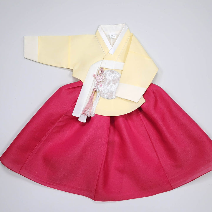 Hanbok Girl Baby Korea Traditional Clothing Set First Birthday Celebration Party 100th Birth Celebration 1–15 years Yellow HG358