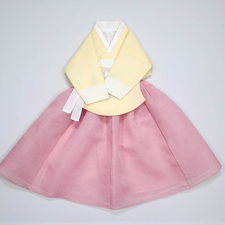 Hanbok Girl Baby Korea Traditional Clothing Set First Birthday Celebration Party 100th Birth Celebration 1–15 years Yellow HG359
